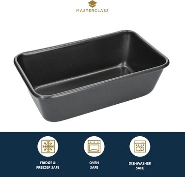 Форма для випікання хліба MasterClass 900г з антипригарним покриттям PTFE, PFOA та BPA-free, з вуглецевої сталі 1 мм, 23x13 см, з захисним чохлом, сіра