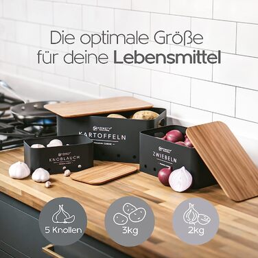 Набір контейнерів для зберігання картоплі, цибулі та часнику [3 шт] - Зберігає овочі свіжими довше (Чорний)