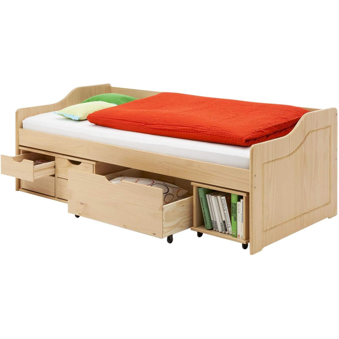 Ліжко IDIMEX з місцем зберігання Дитяче ліжко молодіжне ліжко 90x200 масив сосни (бук)