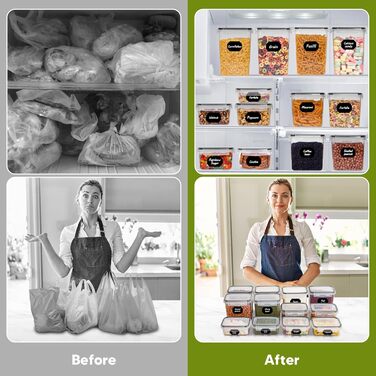 Набір контейнерів для зберігання продуктів 22 шт. з кришкою, BPA-Free, для крупи, макаронів, кави (2,8 L/2 L/1,4 L/0,8 L/0,52 L)