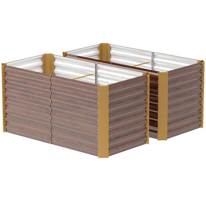 Набір з 2 грядок-ящиків для вирощування рослин, глибокі, металеві, 120 x 60 x 60 см, коричневого кольору