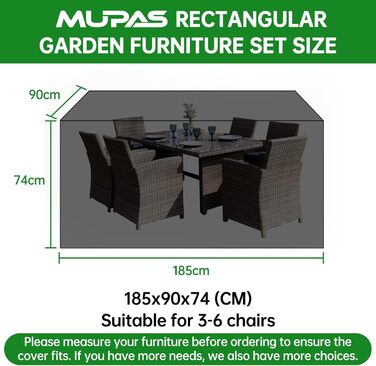 Водонепроникний чохол для садово-патіо меблів 420D Oxford, 185x90x74 см, чорний
