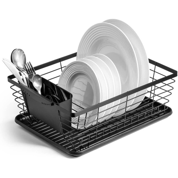 Сушарка для посуду Wilde з тримачем для столових приладів сушарка для посуду сушарка для посуду чорна сушарка для посуду Підставка для посуду сушарка для посуду