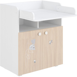 Комод для дитячої кімнати Shefa Wickelkommode 700 Teddy, білий - сучасний комод для дитячої, 47 x 70 x 86 см, білий/пастельний дуб