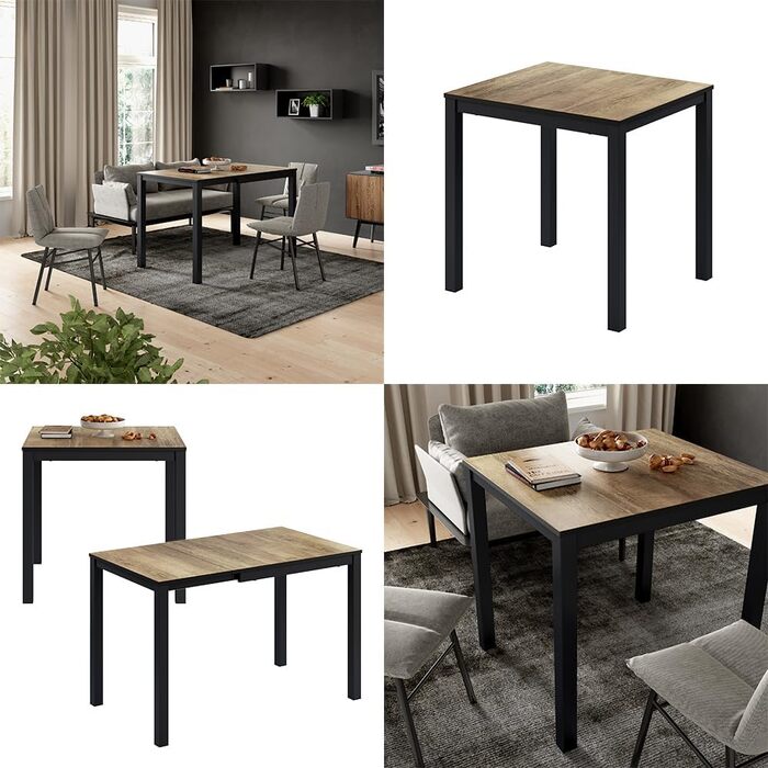 Розсувний обідній стіл Vicco Granny, 120x70 см, дуб/антрацит, 80-120x76x70 см