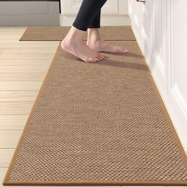 Кухонні килимки DEXI протиковзкі 2 шт. и, килимові доріжки для кухні, тераси та вітальні, кухонні килими, які можна мити, високоякісні кухонні килимки (коричневі)