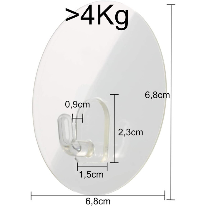 Настінний гачок присоска / самоклеючий для кухні, ванної кімнати, караван прозорий (4 кг-круглий прозорий)
