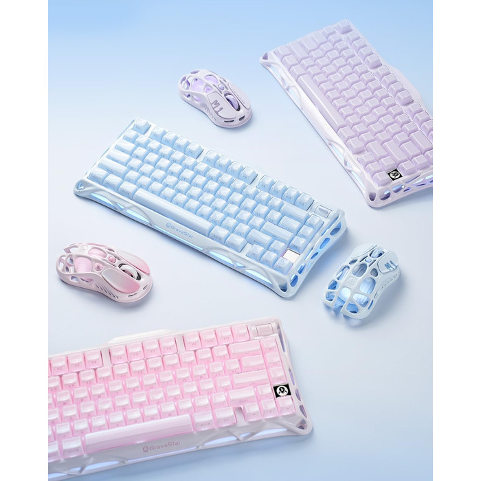 Миша ігрова бездротова GravaStar Mercury M1 Pro, 26000 DPI, 4K, PAW3395, 88г, Bluetooth/2.4G/кабель, RGB, 5 кнопок – Чорний градієнт (Електро-блакитний)