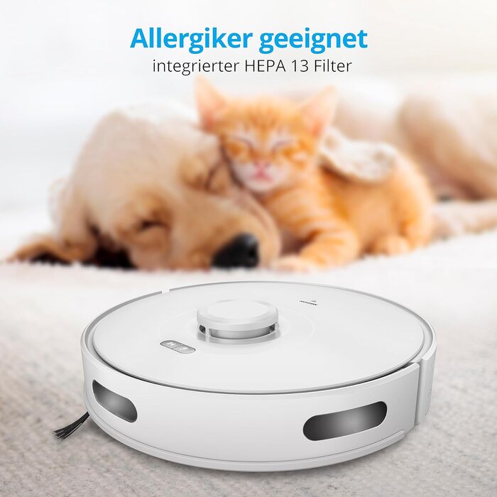 Робот-пилосос MEDION X10 SW з лазерною навігацією та функцією миття підлоги (2700Pa, 2-в-1, точна картографія, зони заборони, кілька поверхів)