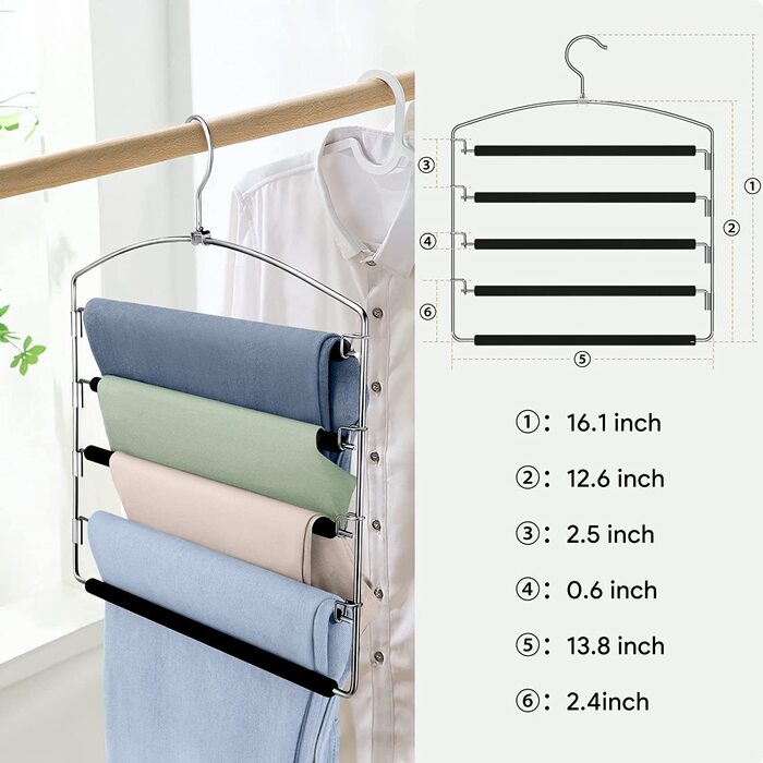 Набір вішалок для штанів Housolution 4 шт. з антиковзним покриттям, чорного кольору