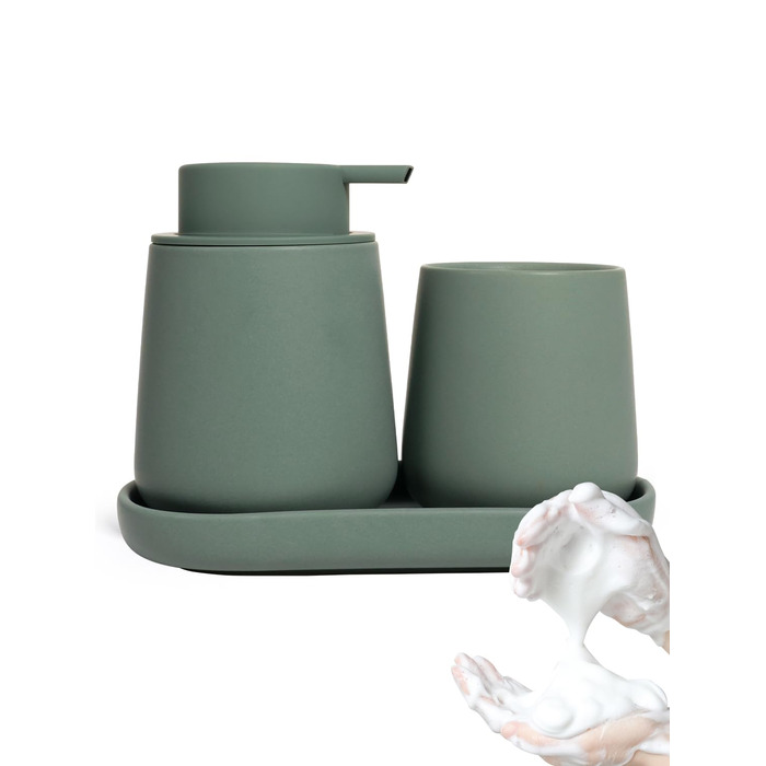 Набір для ванної кімнати блакитного кольору, керамічний аксесуар для ванної кімнати, 3-частинний, декоративний набір мильниць, стаканчика для зубної пасти та підставки для прикрас, підходить для ванної кімнати, умивальника, готелю