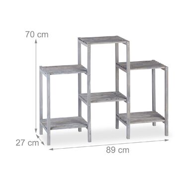 Стелаж для квітів Relaxdays сірого кольору з дерева