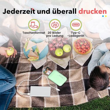 Liene Pearl K100 Міні-фотопринтер для смартфонів: миттєвий друк, Bluetooth 5.0, сумісний з iOS та Android, 5 листів Zink паперу в комплекті (білий)