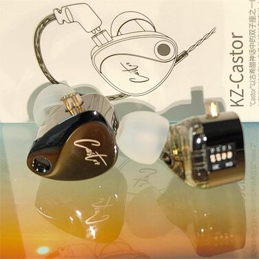 Вушний монітор keephifi KZ Castor IEM 2DD, дротовий HiFi, Bass Edition, 2-pin, Чорний