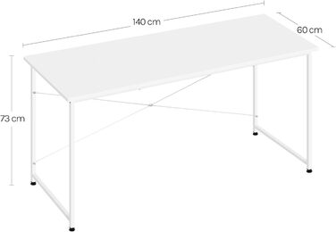 Комп'ютерний стіл WOLTU 140x60 см, білий, для офісу та дому, з металевим каркасом
