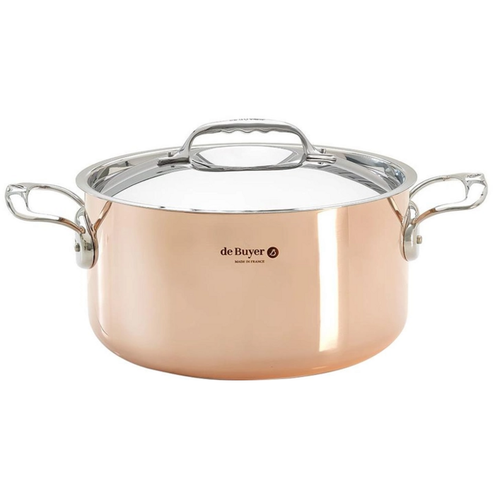 De Buyer Prima Matera 28 cm / 8L Copper Induction Stockpot with Lid (6242.28)