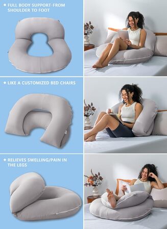 Подушка для читання INSEN: Базова модель, Tencel, світло-сіра, охолоджуюча