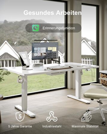 Електричний стіл Devoko з регулюванням висоти 200x80 см, білий, з USB-C зарядкою та органайзером для кабелів