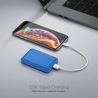 Сумісний з iPhone, iPad, Samsung (червоний і синій), 5000mAh Ultra Slim Power Bank, 2.4A USB