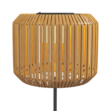 Сонячний вуличний ліхтар з ротангу, автоматичне вмикання, LED, вологостійкий, металевий каркас, Ø34 x 130 см, чорний/жовтий