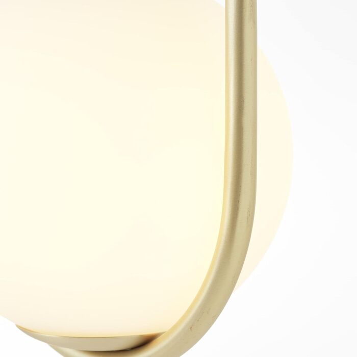 Підвісний світильник Lightbox - підвісний світильник на 4 полум'я з матовими білими скляними кульками - з регулюванням яскравості - висота 15 см x ширина 107 см - 4 x цоколь E14 макс. 40 Вт зі скла/металу в латуні/білому кольорі
