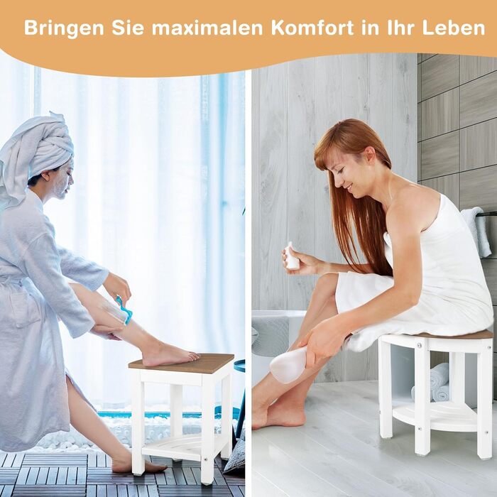 Крісло для ванної кімнати RELAX4LIFE з ручками та полицею, до 150 кг, коричнево-біле (Модель 1)