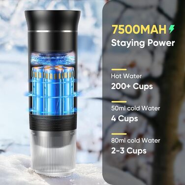 Кавомашина портативна 12V Akku 3-в-1, для кемпінгу та авто, з USB, сумісна з капсулами та меленою кавою, чорна