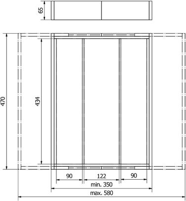 Бамбуковий лоток для столових приборів SO-BOX 5 відділень, 40-60 см, висувний