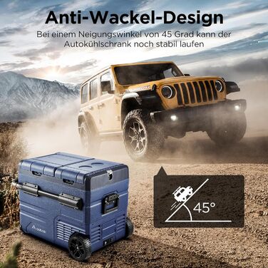 Автомобільний компресорний холодильник AAOBOSI 45л з Wi-Fi, USB зарядкою, LED підсвіткою, 12/24V/220V - для авто, кемпінгу, подорожей (синій)