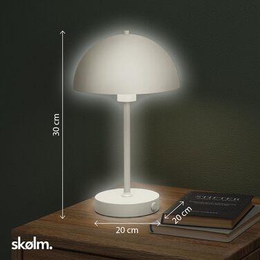 LED настільна лампа Skølm Aeriala: диммування, USB-C зарядка, тепле світло, до 10 годин роботи, метал, бежевий, енергоклас G