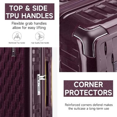 Набір валіз Sea Choice: 3 валізи (55/65/75 см) + косметичка, жорсткий корпус, TSA-замок, колір м'ятно-зелений