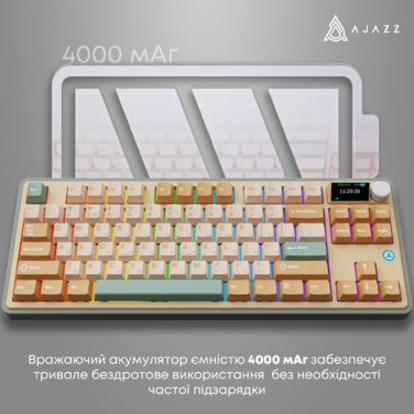 Бездротова механічна клавіатура Ajazz AK870 Jasmine Switch - Yellow (AK870-JS-YWG)