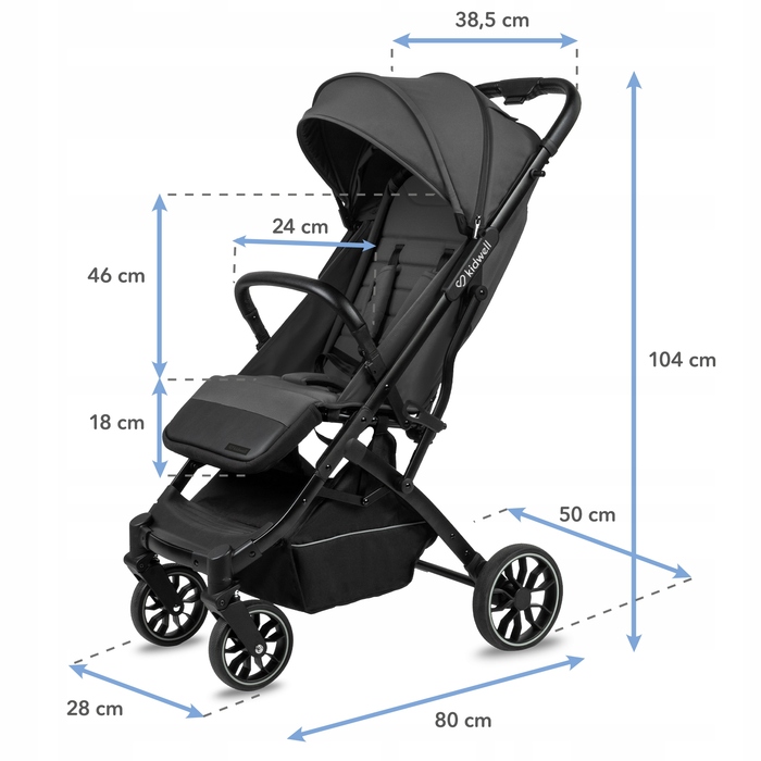 Компактна прогулянкова коляска Kidwell Colmer UP, сіра, легка, складана та маневрена