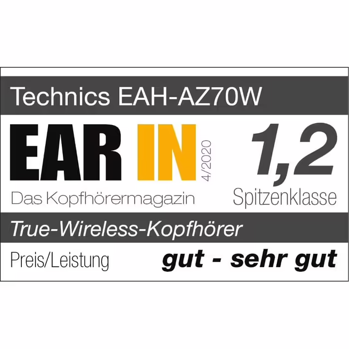 Навушники Technics EAH-AZ70WE-S бездротові, внутрішньоканальні, преміум-клас, шумозаглушення, голосове керування, сріблясті