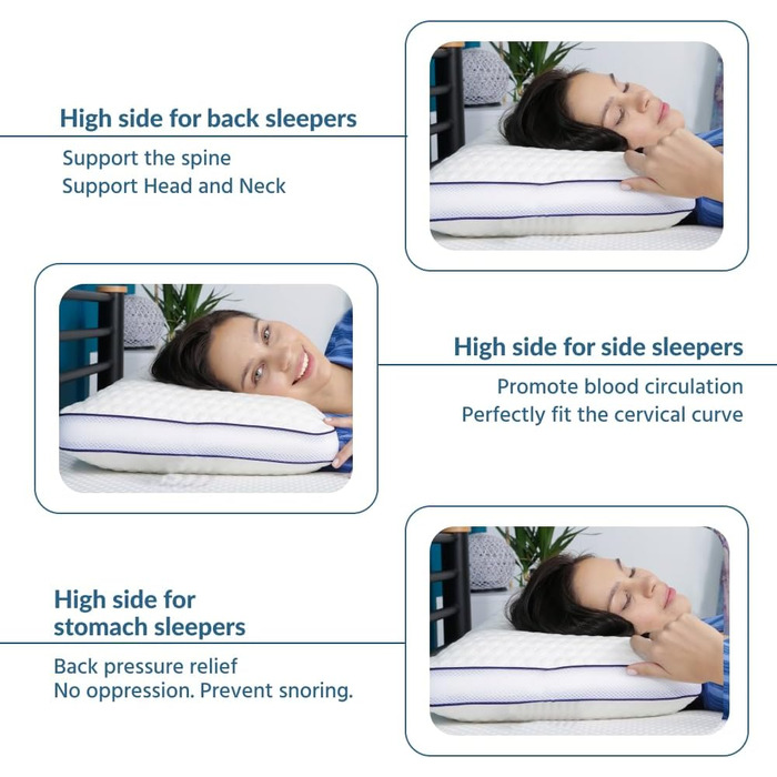 Подушка для підтримки шиї Home Sense Memory Foam 40x60 см, ортопедична, яку можна прати, висота 13 см, без ароматизаторів