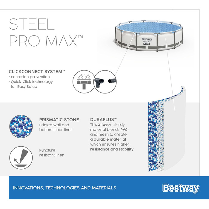 Набір для басейну Bestway Steel Pro Max, круглий, 3,96 x 1,22 м