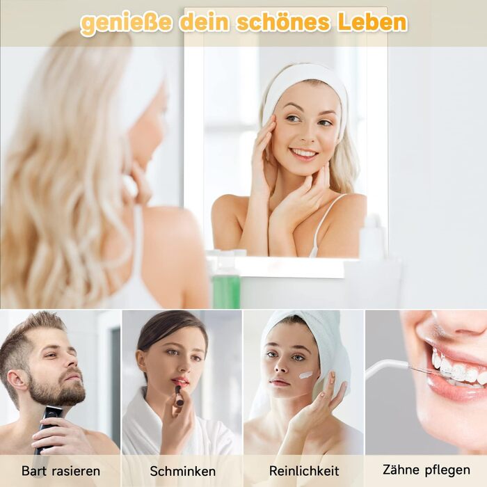 LED дзеркало для ванної кімнати SONNI 60x50 см з підсвічуванням, IP44, вертикальна/горизонтальна установка