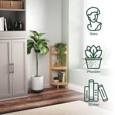 Поличкова стійка Relaxdays з бамбука для кута з полицями