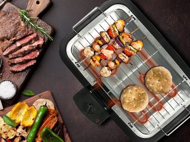 Електрогриль BEPER 90.871 з кришкою, антипригарна поверхня, нержавіюча сталь, чорний (2000 Вт)