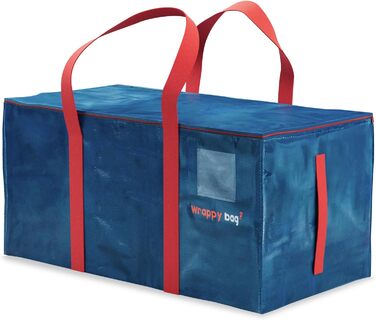 Пластикові пакети для зберігання WRAPPYBAG 4 Pack XXL - міцні, водонепроникні, з посиленими ручками, 75x36x38 см, сині