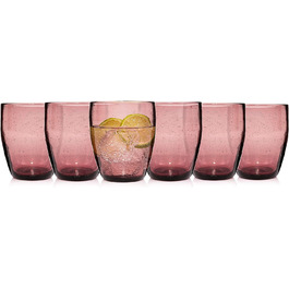 Набір склянок для пиття Singer Porto з 6 предметів Набір скляних келихів для 6 осіб Склянка для води Барвистий унікальний розріз Casual Сімейна вечеря Офіс Відкритий набір склянок для соку 310 мл (Лондон фіолетовий 6 шт)