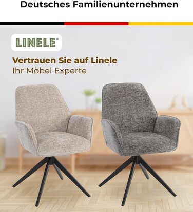 Обідні стільці 2 шт. темно-сірого кольору – поворотні на 360° з м'яким велюровим покриттям – функція повернення з пружинним механізмом – сучасний дизайн та легка збірка – без PFC та сертифіковані Oeko-TEX®
