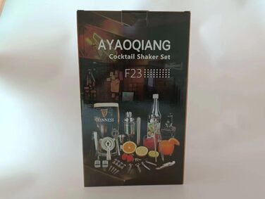 Набір шейкерів для коктейлів 23 шт. и, нержавіюча сталь 750 мл з дерев'яною підставкою, ідеально підходить для дому або бару