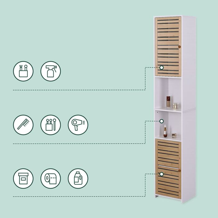 Висока шафа для ванної кімнати Relaxdays 190 см