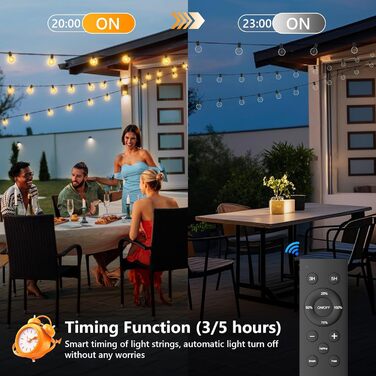 Світлодіодна гірлянда для декорування саду, балкону та тераси 45.7 м, з пультом, тепле світло, IP45, для дому та на вулицю