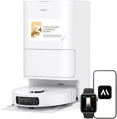 Робот-пилосос Mova E40 Ultra з функцією миття, автоматичним очищенням, потужністю 19000 Па, MaxiReach-мопом, бічними щітками, вбудованим резервуаром 80 мл та базою для 75 днів прибирання