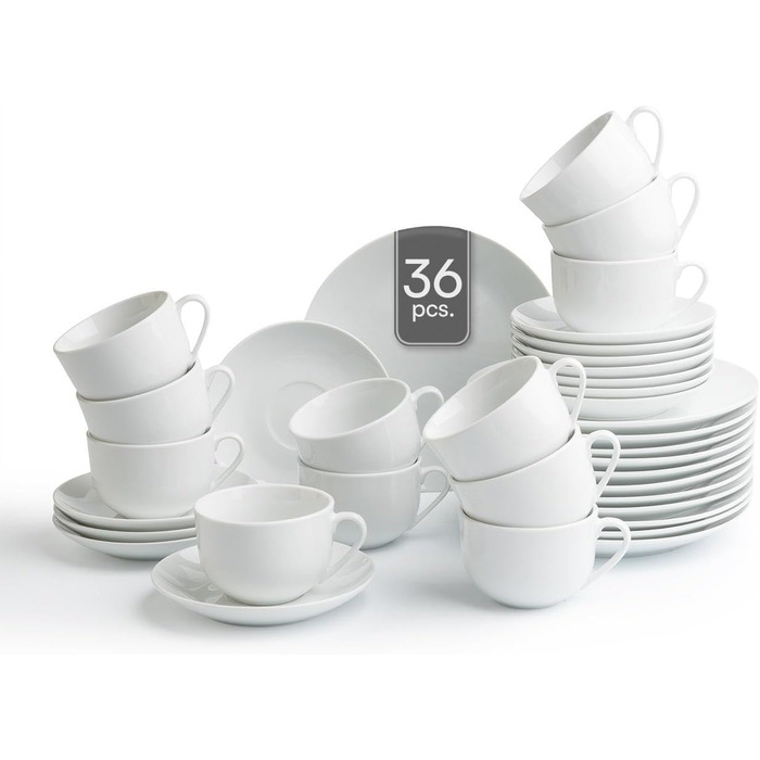 Сервіз кавовий, 36 предметів (12 осіб), білий, порцеляна