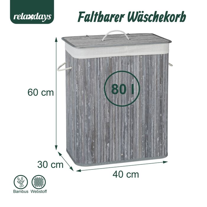 Кошик для білизни Relaxdays з бамбука та кришкою