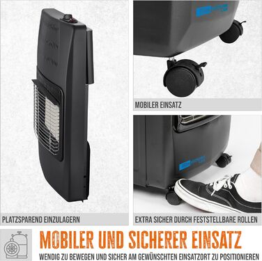 Газовий обігрівач Güde GGH 4200 K (4200 Вт, 3 режими, Piezo-запалювання, мобільний, 50 мбар, керамічні нагрівальні елементи, термозахист, 4 колеса, шланг та регулятор в комплекті)