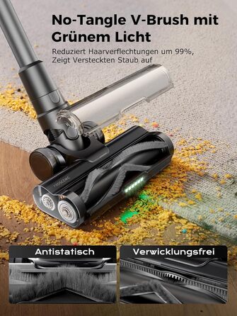 Бездротовий пилосос Proscenic P11 Ultra: потужний, легкий, з акумулятором 50 хвилин, сенсорний екран, антизаплутування, для дому, авто та видалення шерсті тварин (сірий)